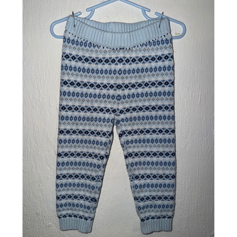 Janie and Jack Kids Light Blue Fair Isle Knit Leggings Sweater Pants 18-24M